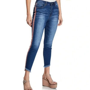 Velvet Heart NEW Trina High Rise Skinny Ankle Jean Pink Stripes Size 27